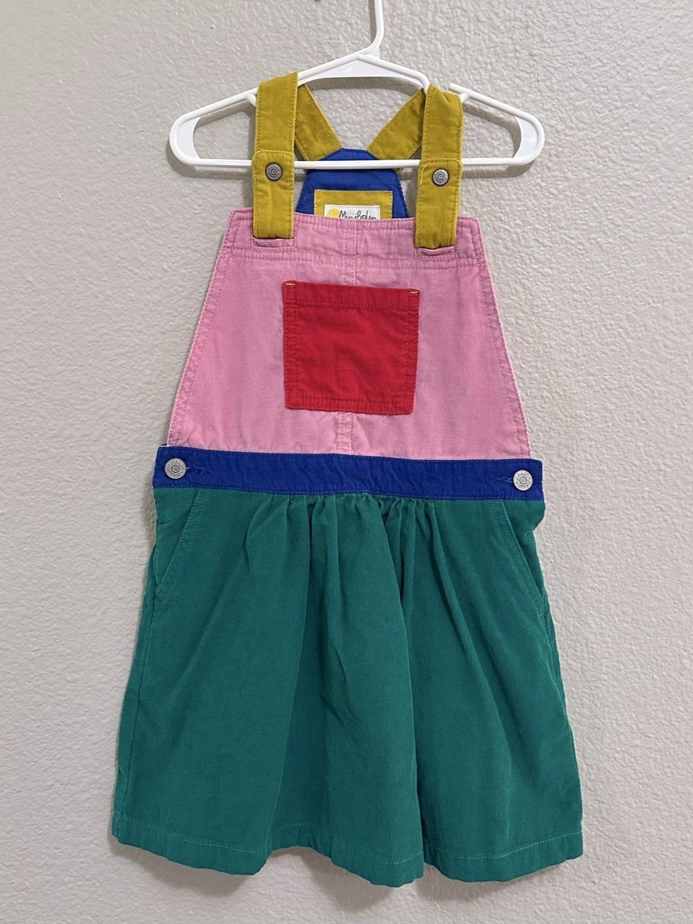 Mini Boden Colorblock Corduroy Pinafore Dress Girls 3T